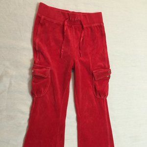 🏀. TKS GIRLS VELOUR CARGO PANTS SIZE 6X RED.   🏀